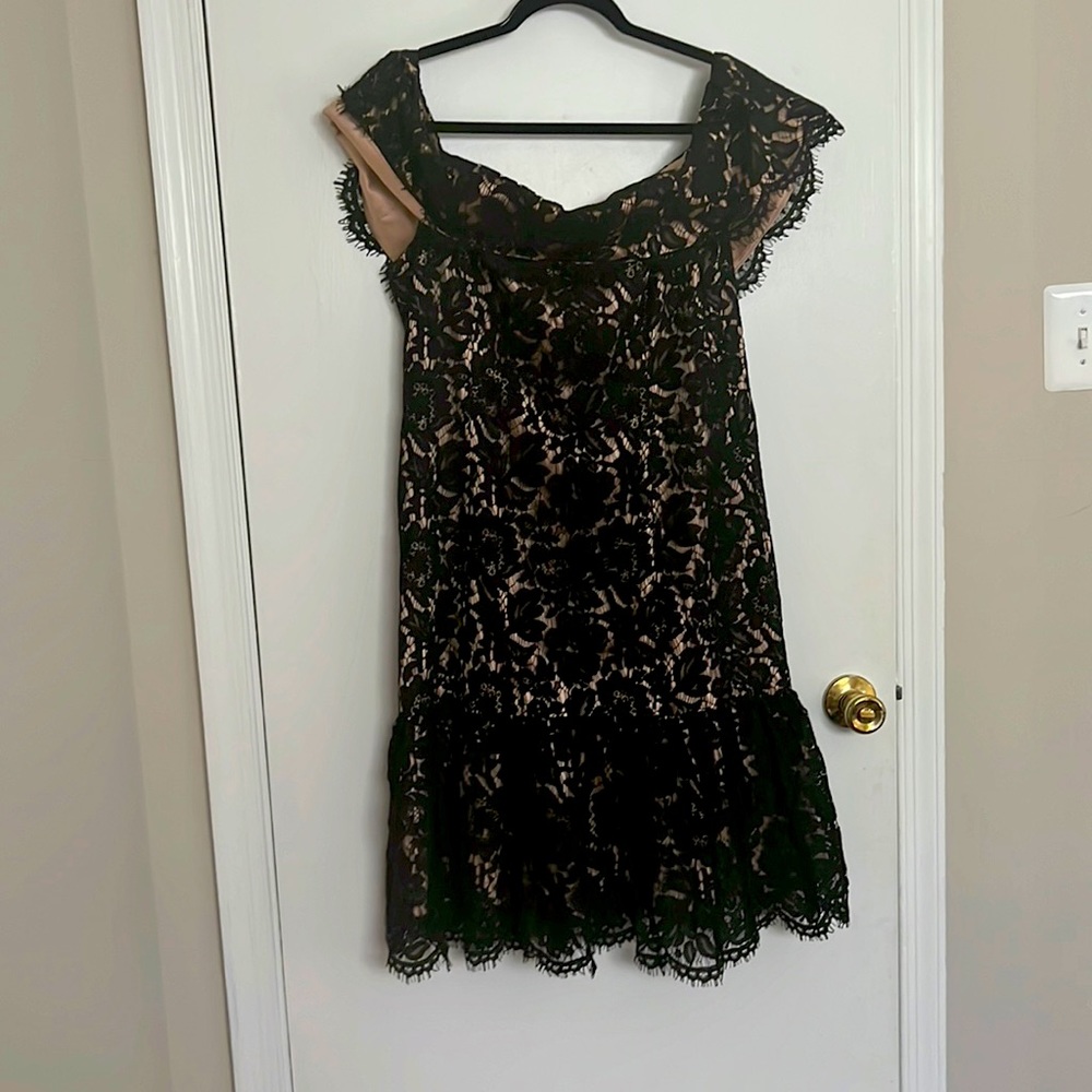Eliza J off the should black lace dress.